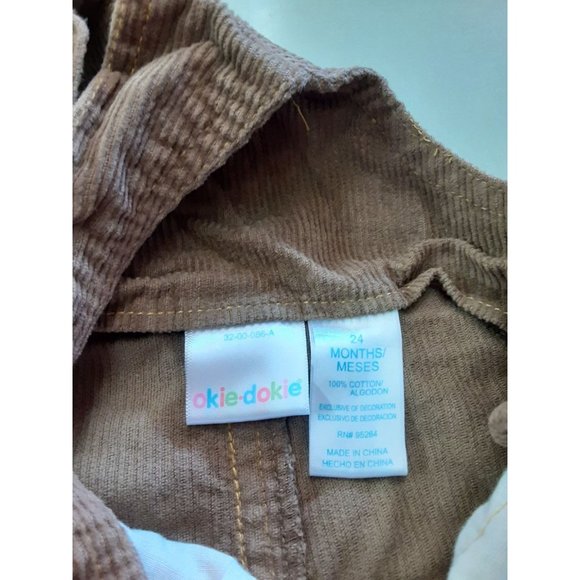 Okie-Dokie Brown Corduroy Bib Overalls sz 24M - Picture 3 of 3